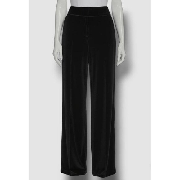 Calvin Klein Pants - Calvin Klein Women's Black Whitney Velvet Wide Leg High-Rise Dress Pants Size 14